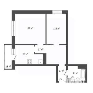 2-к квартира, вторичка, 58м2, 5/17 этаж