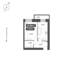 1-к квартира, вторичка, 37м2, 2/16 этаж