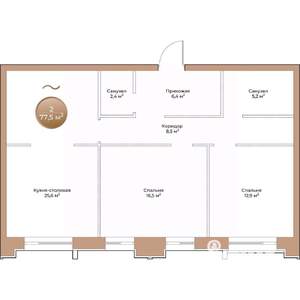 2-к квартира, вторичка, 78м2, 2/24 этаж