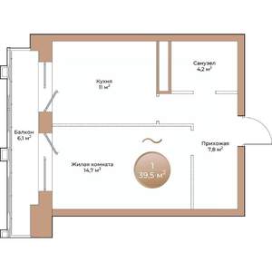 1-к квартира, строящийся дом, 40м2, 10/24 этаж