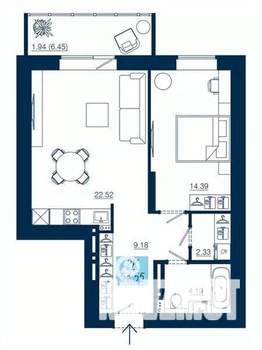 2-к квартира, строящийся дом, 55м2, 15/19 этаж
