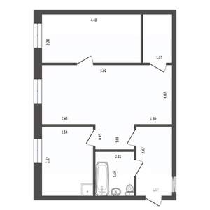 2-к квартира, вторичка, 43м2, 1/3 этаж