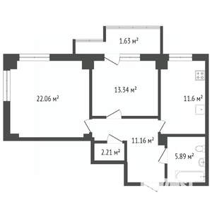 2-к квартира, вторичка, 66м2, 12/25 этаж