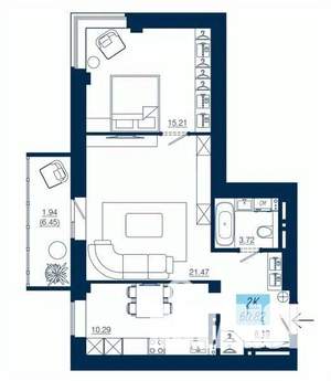2-к квартира, вторичка, 61м2, 16/19 этаж