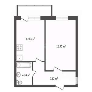 1-к квартира, вторичка, 40м2, 22/24 этаж