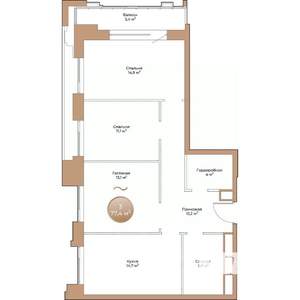 3-к квартира, строящийся дом, 77м2, 7/24 этаж