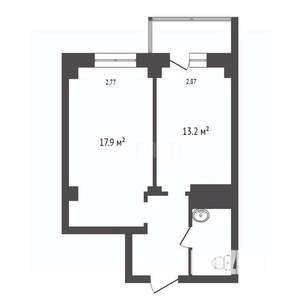 1-к квартира, вторичка, 40м2, 12/17 этаж