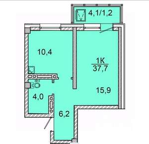 1-к квартира, строящийся дом, 37м2, 13/24 этаж