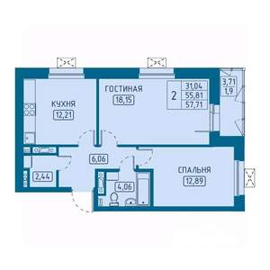 2-к квартира, вторичка, 58м2, 4/20 этаж