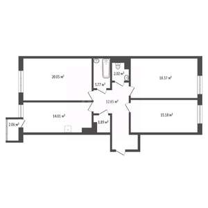 3-к квартира, сданный дом, 87м2, 22/25 этаж