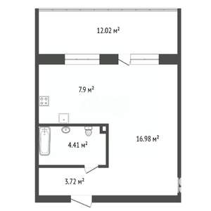 Студия квартира, вторичка, 33м2, 1/5 этаж
