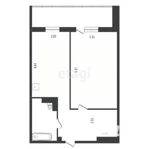 1-к квартира, вторичка, 45м2, 14/24 этаж