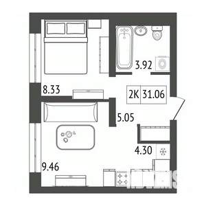 2-к квартира, вторичка, 31м2, 6/17 этаж