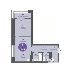 2-к квартира, вторичка, 47м2, 16/16 этаж