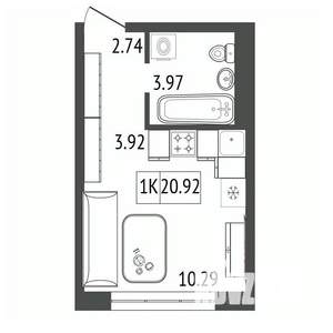 1-к квартира, вторичка, 21м2, 12/17 этаж