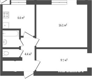 2-к квартира, вторичка, 41м2, 9/9 этаж