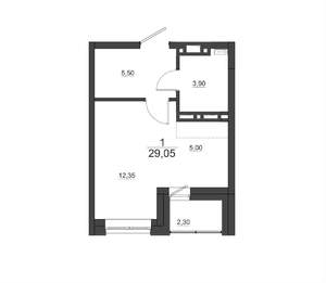Студия квартира, строящийся дом, 29м2, 8/17 этаж