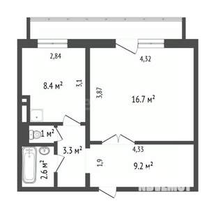 1-к квартира, вторичка, 40м2, 17/17 этаж