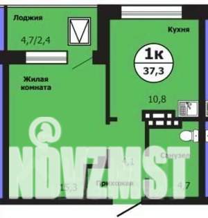 1-к квартира, строящийся дом, 37м2, 19/19 этаж