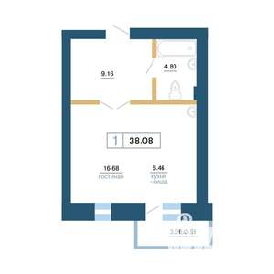 1-к квартира, вторичка, 37м2, 3/7 этаж