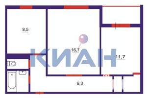 2-к квартира, вторичка, 51м2, 5/10 этаж