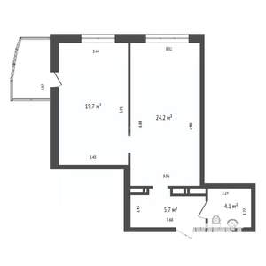 2-к квартира, вторичка, 54м2, 4/16 этаж