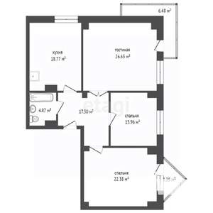 3-к квартира, сданный дом, 99м2, 5/16 этаж