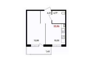 1-к квартира, вторичка, 36м2, 4/18 этаж