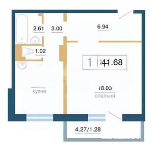 1-к квартира, вторичка, 40м2, 5/15 этаж
