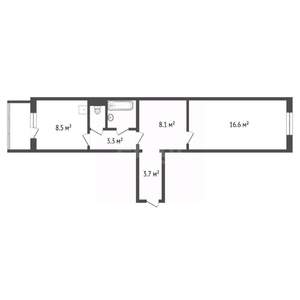 1-к квартира, вторичка, 43м2, 7/9 этаж