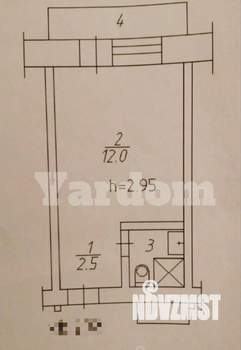 1-к квартира, вторичка, 19м2, 4/4 этаж