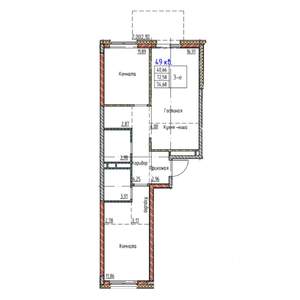 3-к квартира, вторичка, 75м2, 2/17 этаж