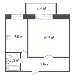 1-к квартира, вторичка, 42м2, 8/14 этаж