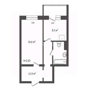 1-к квартира, вторичка, 41м2, 2/17 этаж