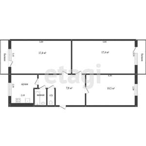 3-к квартира, вторичка, 63м2, 3/5 этаж