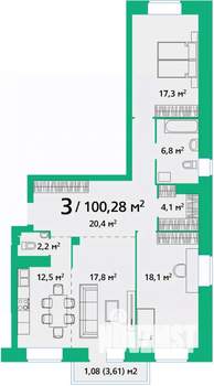3-к квартира, вторичка, 100м2, 4/9 этаж