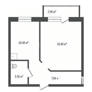 1-к квартира, вторичка, 39м2, 9/14 этаж