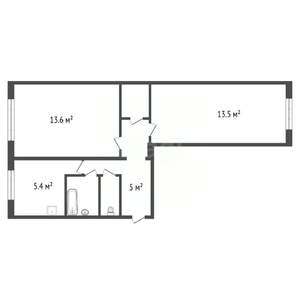 2-к квартира, вторичка, 45м2, 1/5 этаж