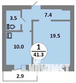 1-к квартира, строящийся дом, 41м2, 14/14 этаж
