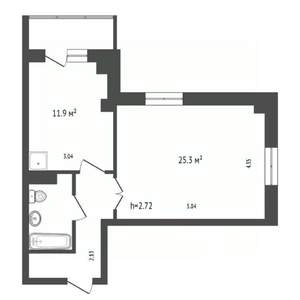 1-к квартира, вторичка, 47м2, 11/25 этаж