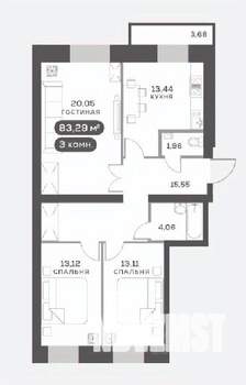 3-к квартира, вторичка, 83м2, 6/15 этаж