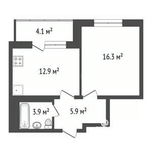 1-к квартира, вторичка, 41м2, 14/16 этаж