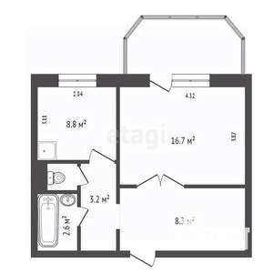 1-к квартира, вторичка, 41м2, 4/10 этаж