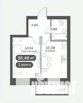 1-к квартира, вторичка, 35м2, 2/15 этаж