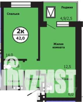 2-к квартира, вторичка, 42м2, 14/19 этаж