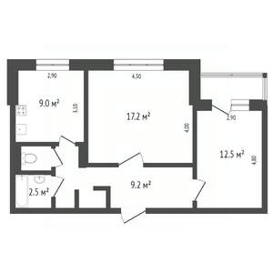 2-к квартира, вторичка, 52м2, 4/5 этаж