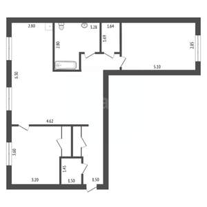 3-к квартира, вторичка, 80м2, 2/5 этаж