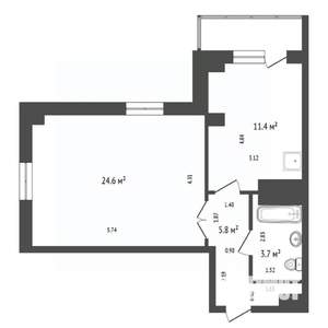 1-к квартира, вторичка, 47м2, 11/25 этаж