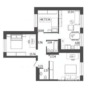 4-к квартира, вторичка, 74м2, 5/17 этаж