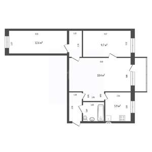 3-к квартира, вторичка, 55м2, 3/5 этаж